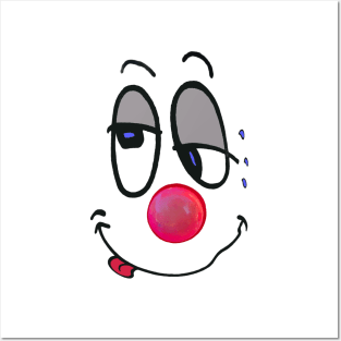 Mr Smiles, a big red nose red tongue cartoon grin Posters and Art